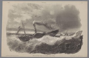 Barco de vapor en la tormenta Representaciones de la vida rural (título de la serie) La Campaña. Etudes varieés aux deux Crayons (título de la serie sobre el objeto) de Léon Jean Baptiste Sabatier