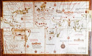 Planisferio que muestra las diferentes zonas climáticas (manuscrito de Lopo Homen