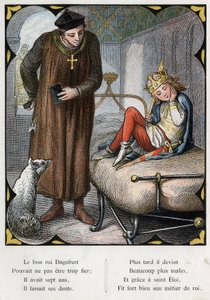 Ilustración de Lorenz Frolich (1820-1908) para la canción popular "El buen rey Dagoberto". Edición J. Hetzel. Alrededor de 1880. (Dolor de muelas)