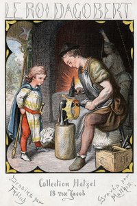 Ilustración de Lorenz Frolich (1820-1908) para la canción popular "El buen rey Dagoberto". Edición J. Hetzel. Alrededor de 1880.