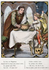 Ilustración de Lorenz Frolich (1820-1908) para la canción popular "El buen rey Dagoberto". Edición J. Hetzel. Alrededor de 1880.