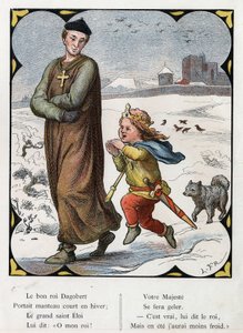 Ilustración de Lorenz Frolich (1820-1908) para la canción popular “El Buen Rey Dagoberto”. Edición J. Hetzel. Alrededor de 1880.