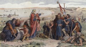 Thyra Dannebod ordenando la construcción del Danevirke