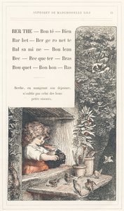 Berthe, Bonte, Well, Barbet, Bergeronnette, Balsamine, Birch, Beak, Becqueter, Arm, Bouquet, Candy, Bottom, página 15 - Abecedario de Mademoiselle Lili, de L. Froelich y de un papá (el propio Hetzel). Bibliotheque  Magasin d