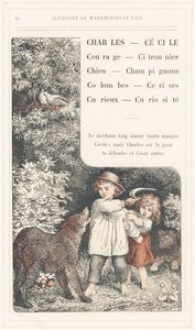 Charles, Cecile, Coraje, Limonero, Perro, Setas, Palomas, Cerezas, Curioso, Curiosite, página 16 - Abecedario de Mademoiselle Lili, de L. Froelich y de un papá (el propio Hetzel). Bibliotheque  Magasin d