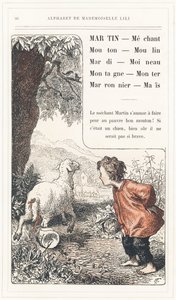 Martin, Mechant, Mouton, Mill, Tuesday, Sparrow, Mountain, Rise, Chestnut, Mais, página 26 - Abecedario de Mademoiselle Lili, de L. Froelich y de un papá (el propio Hetzel). Bibliotheque  Magasin d
