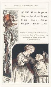 Suzanne, Sabiduría, Cuidado, Salud, Azúcar, Jarabe, Sauce, Mono, Serpiente, Ratón, Sonido, página 32 - Abecedario por Mademoiselle Lili, por L. Froelich y por un papá (el propio Hetzel). Bibliotheque  Magasin d