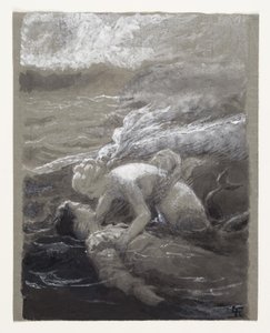La sirenita salva al príncipe ahogado de Lorenz Frølich