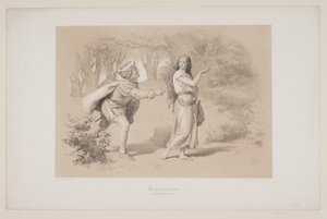 Kongsgården, pág. 69, ilustración para "Hjortens Flugt" de Christian Winther de Lorenz Frølich