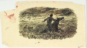 Dos jinetes cabalgando desde el mar de Lorenz Frølich