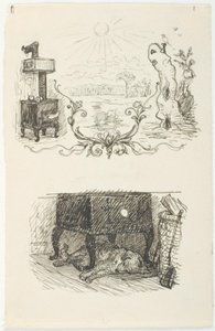 Dos bocetos para ilustraciones de El muñeco de nieve de Lorenz Frølich