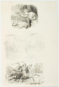 Tres bocetos para La hija del Rey del Lodo de Lorenz Frølich