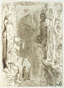 Boceto para La niña que pisó el pan de H.C. Andersen