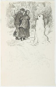 Boceto para ilustración de "El muñeco de nieve" de Lorenz Frølich