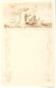 Viñeta con sirena tocando el arpa; debajo marco ornamental de Lorenz Frølich