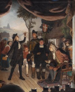Ludvig Holberg asistiendo a un ensayo de su obra Erasmus Montanus, Acto IV, Escena 2 de Lorenz Frølich