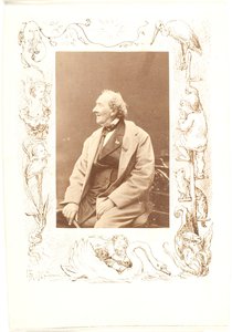 Ilustración al margen de una fotografía de H. C. Andersen de Lorenz Frølich