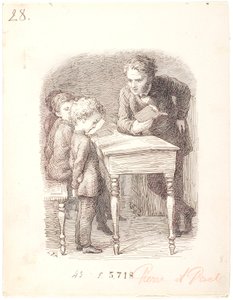 Hora de clase. Pierre no puede hacer la lección de Lorenz Frølich