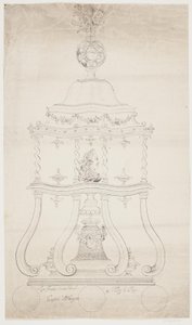 Boceto para un pedestal giratorio con el busto de Federico V de Lorenz Spengler