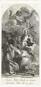 Santos Joaquín y Ana con Dios Padre y la Virgen Santa Ana y Joaquín con María y Dios Padre de Lorenzo Baldissera Tiepolo