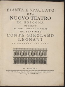 Planta y sección del nuevo teatro de Bolonia de Lorenzo Capponi, after Antonio Galli Bibiena