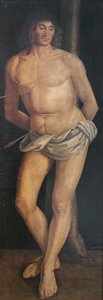 San Sebastián, posterior a 1490 (temple sobre lienzo) de Lorenzo Costa