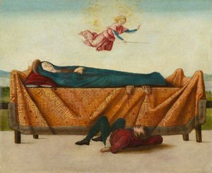 El Milagro del Catafalco (panel B), circa 1500-1506 de Lorenzo Costa
