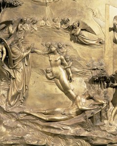La historia de Adán, detalle de La creación de Eva (post restauración)