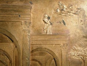 La Historia de Jacob y Esaú, detalle del panel original de las Puertas del Este del Baptisterio de Lorenzo Ghiberti