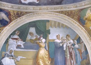 Natividad de la Virgen, luneta de la Capilla Lotto