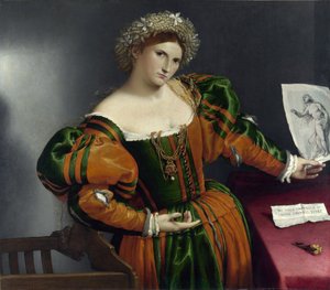Retrato de una veneciana como Lucrecia de Lorenzo Lotto