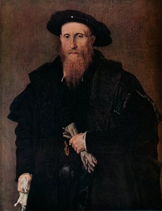 Retrato de un caballero con guantes, c. 1543 de Lorenzo Lotto