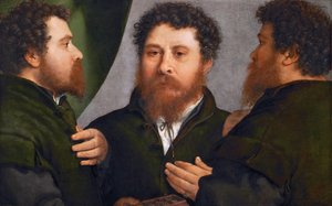 Retrato de un orfebre en tres posiciones por Lorenzo Lotto, ca. 1530
