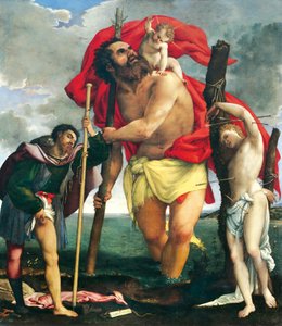 San Cristóbal entre los santos Rocco y Sebastián de Lorenzo Lotto