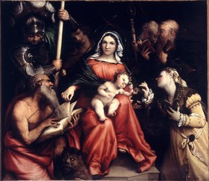 El matrimonio místico de Santa Catalina, 1524 de Lorenzo Lotto