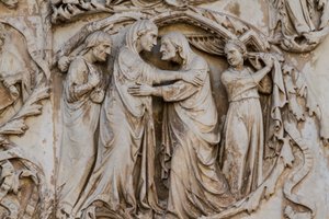 María visitando a Isabel, (detalle) de Lorenzo Maitani