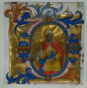 Inicial D[eus in loco] con un profeta excisado de un gradual, 1409-10 de Lorenzo Monaco