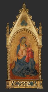 Virgen con el niño, en el medallón de arriba: Dios-Padre ... de Lorenzo Monaco