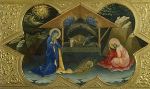 Natividad, escena de la predela de la Coronación de la Virgen de Lorenzo Mónaco (hacia 1370-1425), temple sobre tabla, 32x53 cm de Lorenzo Monaco