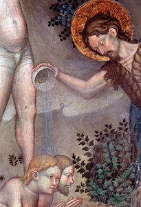 San Juan Bautista bautizando a las multitudes en el río Jordán (detalle) de Lorenzo Salimbeni