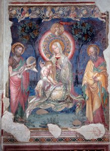 Virgen con niño rodeada por San Santiago Apóstol y San Juan Bautista de Lorenzo Salimbeni