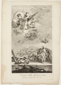 Santa Tecla rezando por el fin de la plaga en la ciudad de Este de Lorenzo Tiepolo