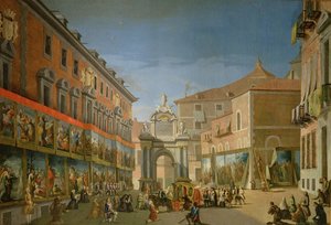 El Arco de Triunfo de Santa María en la Calle Mayor de Madrid (óleo sobre lienzo) de Lorenzo de Quiros