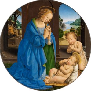 María adorando al Niño, con san Juan niño de Lorenzo di Credi