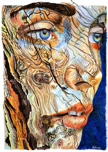 Retrato sobre madera agrietada de Loretta Van Der Westhuizen