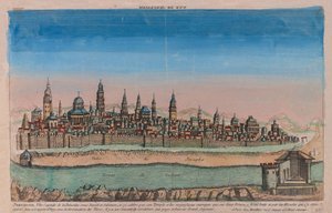 Jerusalén (ciudad capital de Palestina bajo David y Salomón...). Obra de Louis Joseph Mondhare (activo a mediados del siglo XVIII), grabado en cobre, coloreado en acuarela de Louis Joseph Mondhare