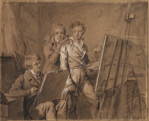 Tres jóvenes artistas en un estudio de Louis Leopold Boilly