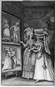 Ilustración de Louis Binet (1744-1800) para el libro de Nicolas Edme Restif de La Bretonne Les Parisiennes, o XL Caracteres Generales Tomados en los Moros Modernos, aptos para servir a la instrucción de las Personas-del-Sexo, extraídos de los memoires du n de Louis (after) Binet