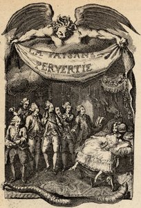 Ilustración para “La Paysanne pervertie ou les Dangers de la ville” de Restif de La Bretonne (1734-1806) escritor francés. Grabado de Binet del siglo XVIII. de Louis (after) Binet