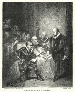 Alva exigiendo el juramento de lealtad (grabado) de Louis (after) Gallait